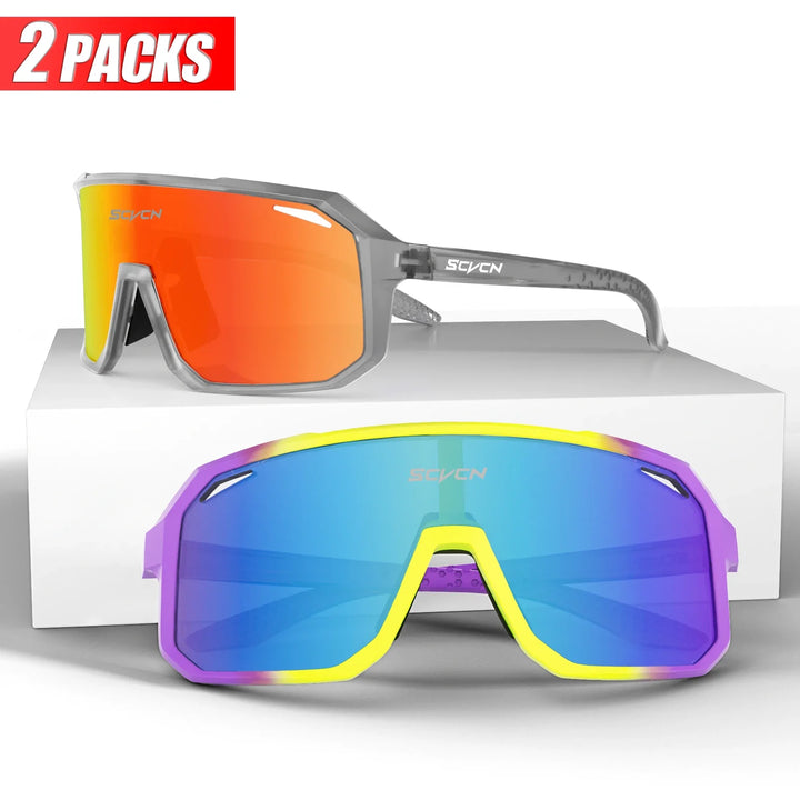 SCVCN UV400 Cycling Sunglasses - Ultralight 34g Sports Eyewear - HD Wide View Protection for Running, MTB, Golf &amp; Travel (PGXC-KE-X63)