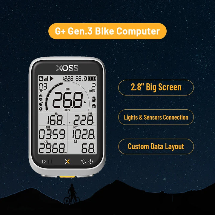 XOSS G2 Plus Wireless GPS Bike Computer, ANT+ Bluetooth Speedometer with Strava Sync