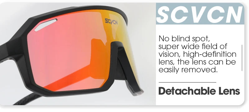 SCVCN UV400 Cycling Sunglasses - Ultralight 34g Sports Eyewear - HD Wide View Protection for Running, MTB, Golf &amp; Travel (PGXC-KE-X63)