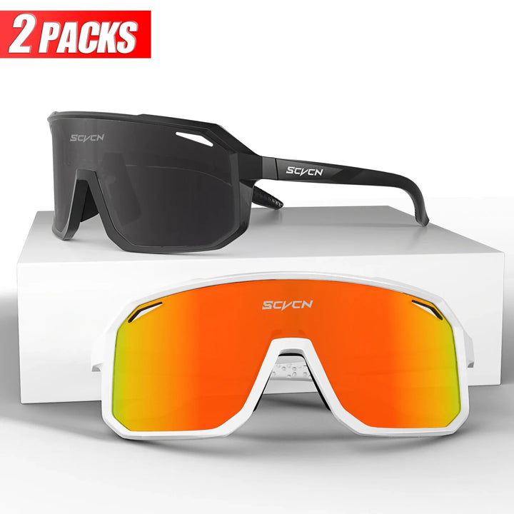 SCVCN UV400 Cycling Sunglasses - Ultralight 34g Sports Eyewear - HD Wide View Protection for Running, MTB, Golf &amp; Travel (PGXC-KE-X63)