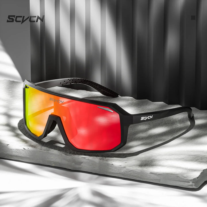 SCVCN UV400 Cycling Sunglasses - Ultralight 34g Sports Eyewear - HD Wide View Protection for Running, MTB, Golf &amp; Travel (PGXC-KE-X63)