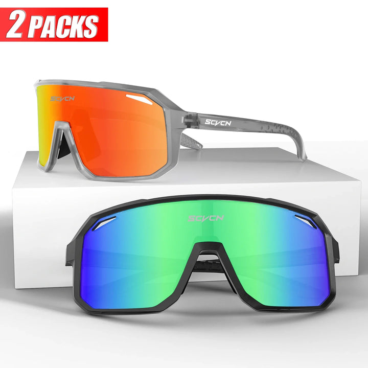 SCVCN UV400 Cycling Sunglasses - Ultralight 34g Sports Eyewear - HD Wide View Protection for Running, MTB, Golf &amp; Travel (PGXC-KE-X63)