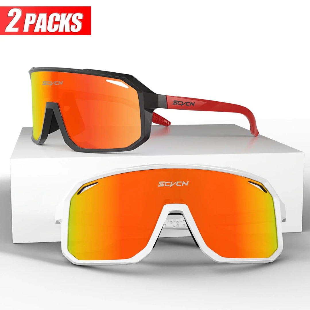 SCVCN UV400 Cycling Sunglasses - Ultralight 34g Sports Eyewear - HD Wide View Protection for Running, MTB, Golf &amp; Travel (PGXC-KE-X63)