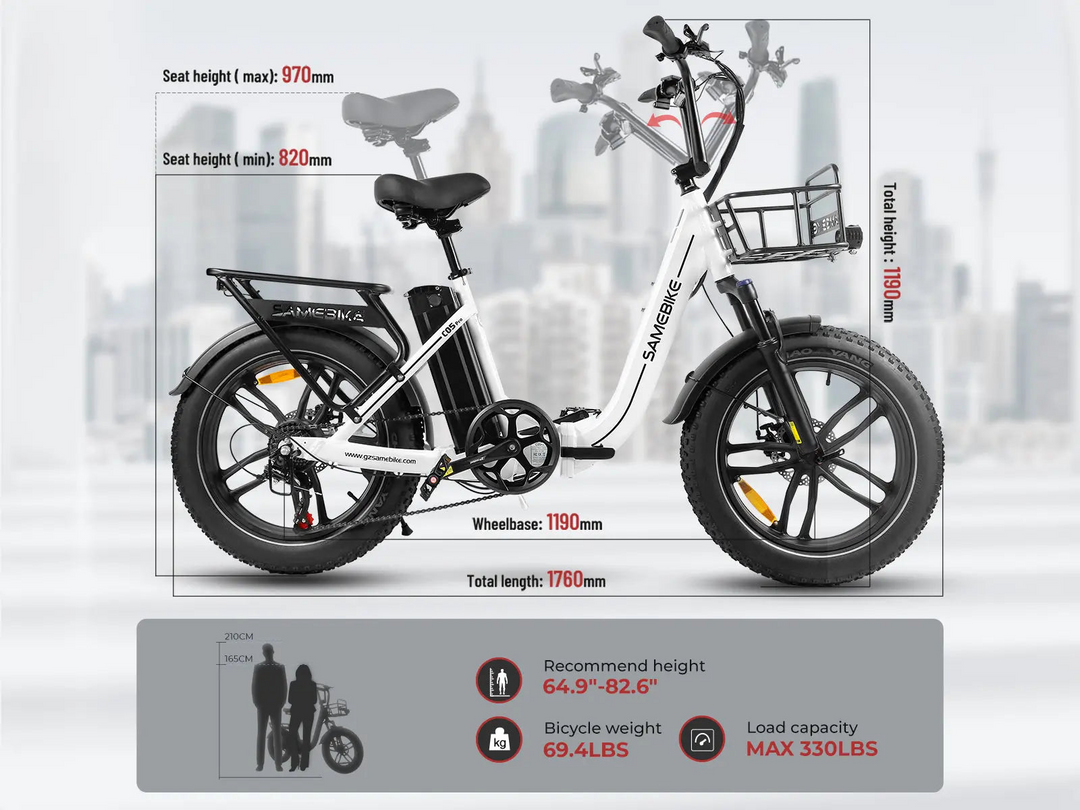 Samebike C05 Pro Step-Through Foldable Fat Tire Electric Bike with 500W Motor