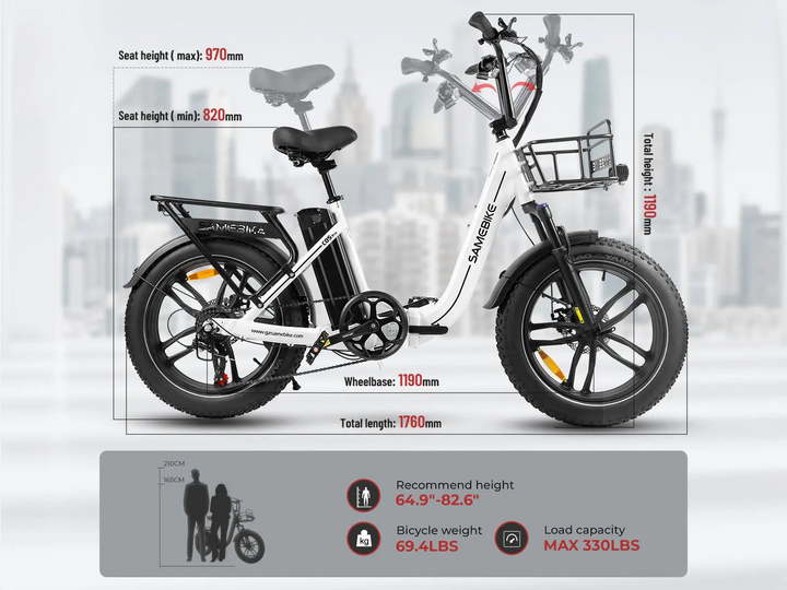 Samebike C05 Pro Step-Through Foldable Fat Tire Electric Bike with 500W Motor