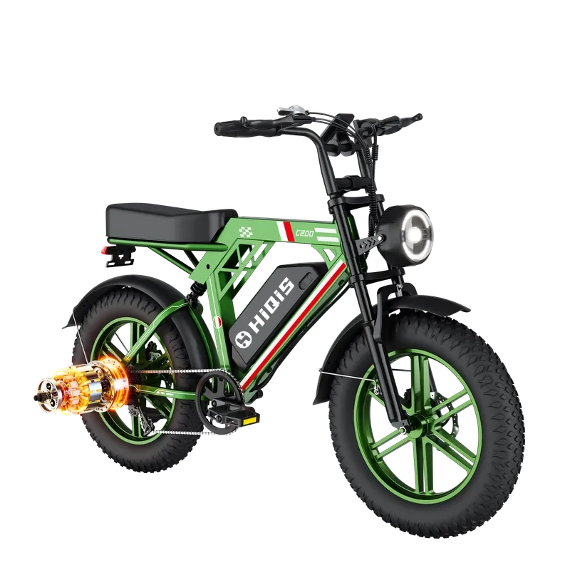 C200 20-Inch Fat Tire Electric Bike with 1000W Motor 48V 17.5Ah Battery Dual Suspension and Shimano 7-Speed