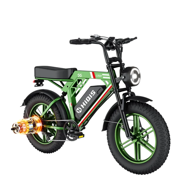 C200 20-Inch Fat Tire Electric Bike with 1000W Motor 48V 17.5Ah Battery Dual Suspension and Shimano 7-Speed