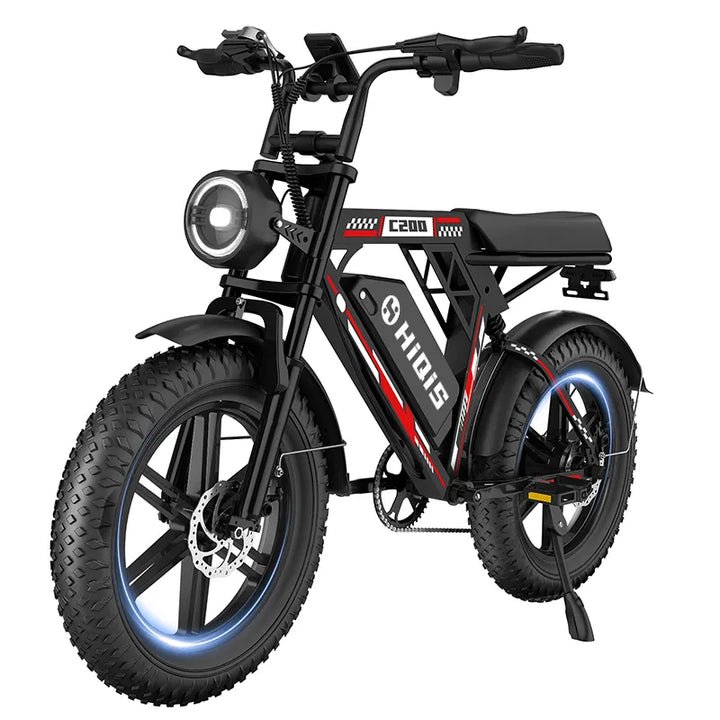 C200 20-Inch Fat Tire Electric Bike with 1000W Motor 48V 17.5Ah Battery Dual Suspension and Shimano 7-Speed
