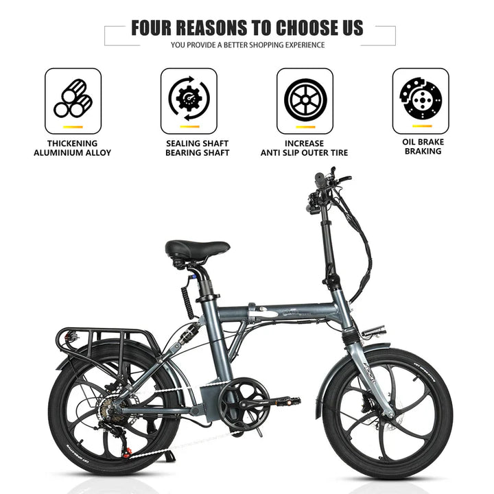CMACEWHEEL EM20 Folding Electric Bike with Hidden Battery and IP65 Protection