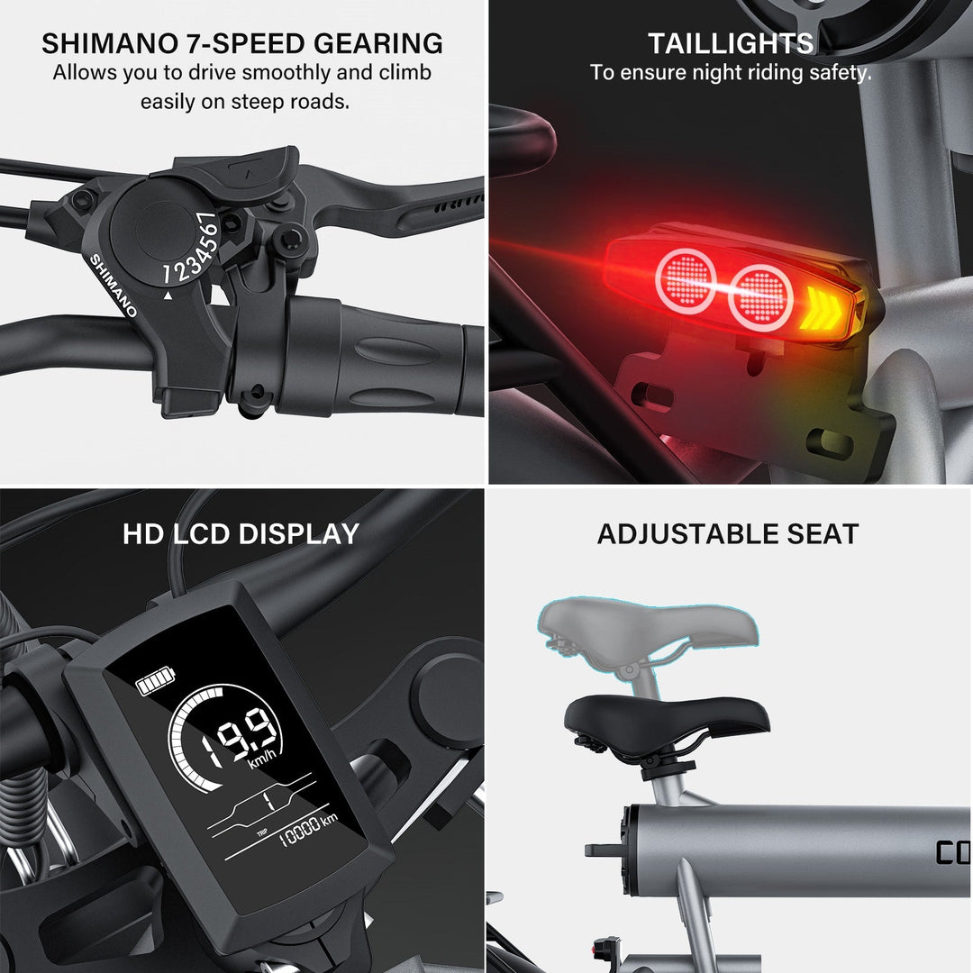 COSWHEEL T20 20" Off Road Electric Bike 1000W Motor 48V 20Ah Battery