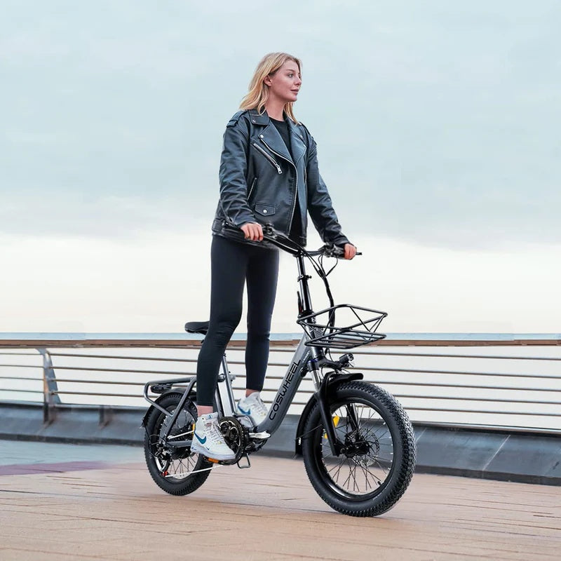 COSWHEEL Y20L 20" Step-Thru Electric Bike Peak 1200W Motor 48V 15Ah Battery