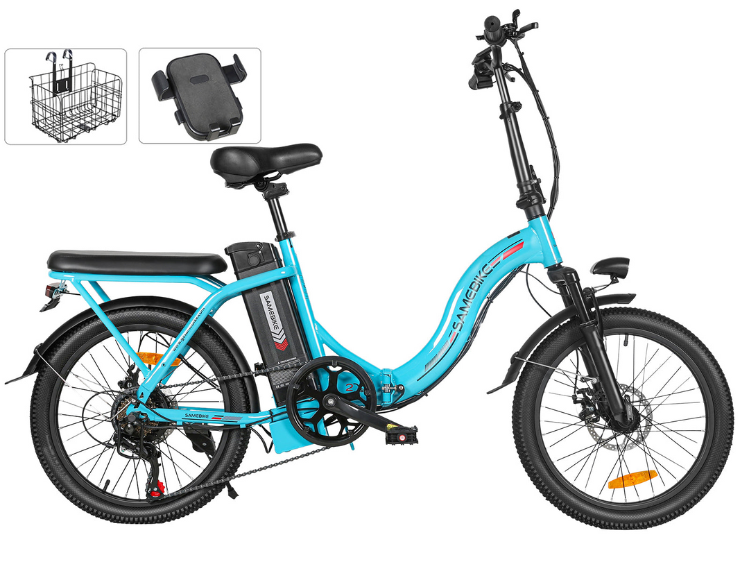Samebike CY20 Portable Commuter Electric Bike with Phone Holder and Comfort Handlebar