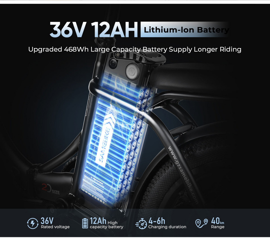 Samebike CY20 Portable Commuter Electric Bike with Phone Holder and Comfort Handlebar