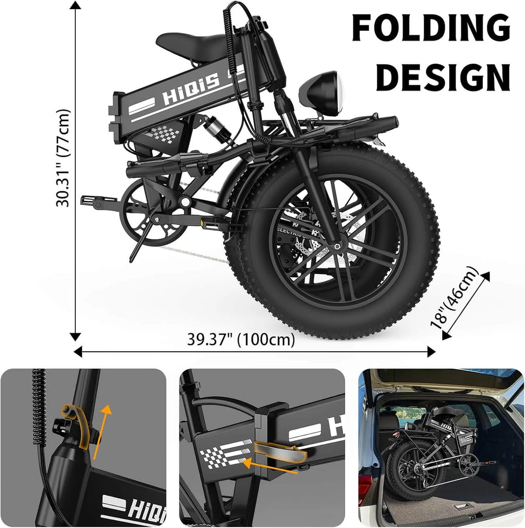 E20 20-Inch Fat Tire Electric Bike with 1000W Rear Motor Dual Suspension and 48V 15Ah Battery