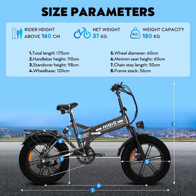 E20 20-Inch Fat Tire Electric Bike with 1000W Rear Motor Dual Suspension and 48V 15Ah Battery