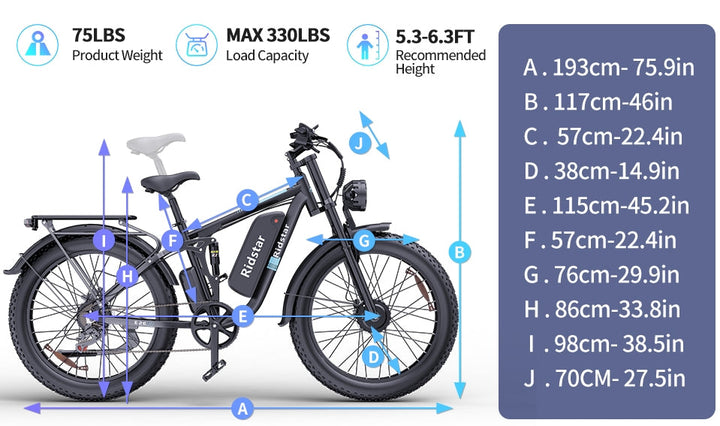 Ridstar E26 Pro Dual Motor Fat Tire Electric Bike | 2000W Combined Output, 48V 23Ah Battery