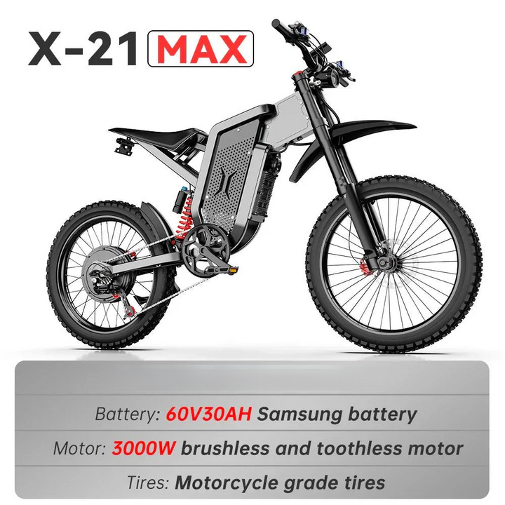 EKX X21 Max 산악 전기 자전거 (3000W 브러시리스 모터 및 IP67 보호 기능 포함)