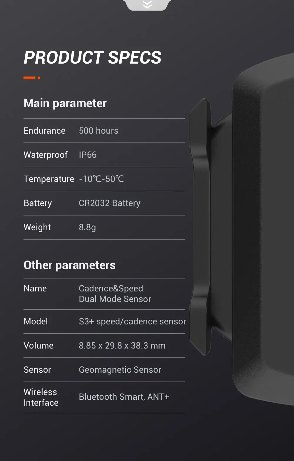 Magene S3+ Speed &amp; Cadence Dual Sensor - ANT+ Bluetooth Wireless Speedmeter - 9g Magnetless Geomagnetic Sensor for Garmin &amp; Wahoo
