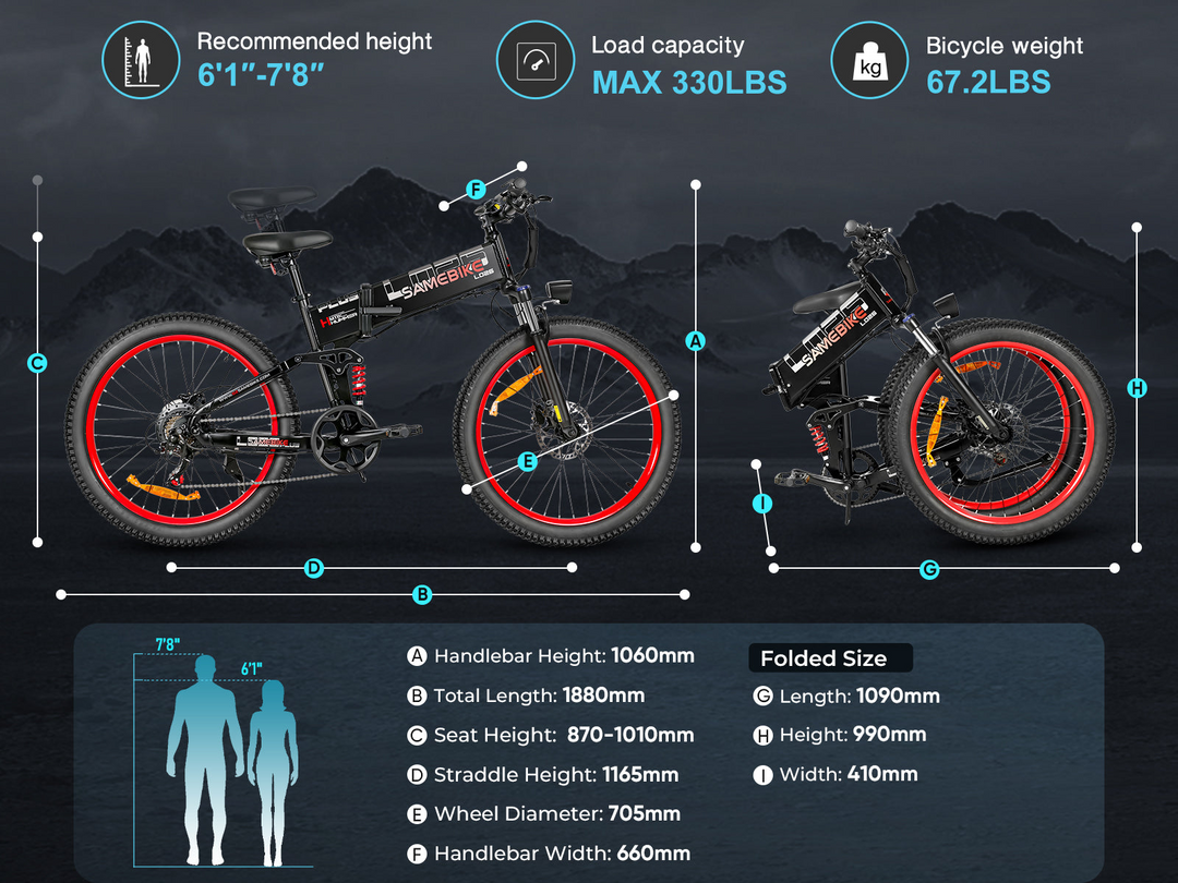 Samebike LO26 Plus 26" Fat Tire Foldable Electric Mountain Bike with 250W Motor