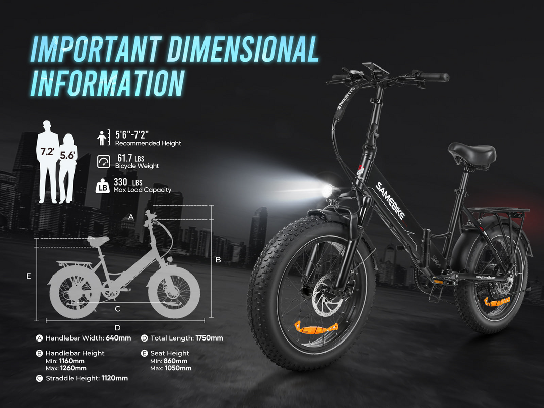 Samebike LOTDM200-II 250W Step-Through Folding Electric Bike with 20×4" Fat Tires