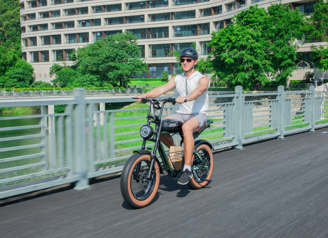 Samebike M20 1000W Retro Style Electric Bike with Classic Curved Handlebar Design