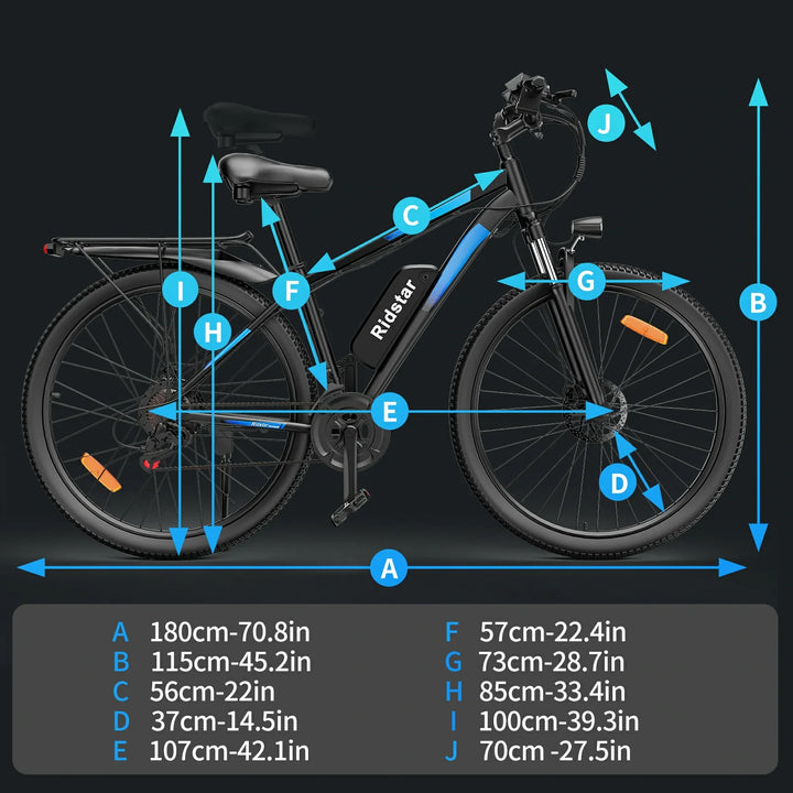 Ridstar S29 Pro 29 Inch Mountain Electric Bike 1000W High Speed Motor 48V 21Ah Removable Battery All Terrain Fat Tire Ebike