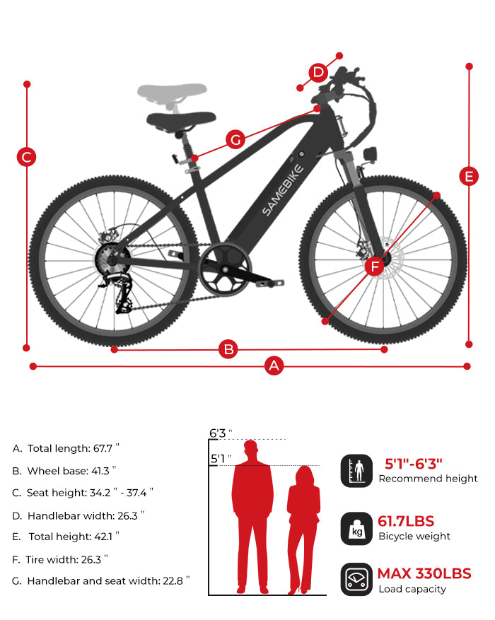 Samebike RS-A01 MEN Urban Electric Bicycle with LCD Display and Ergonomic Controls