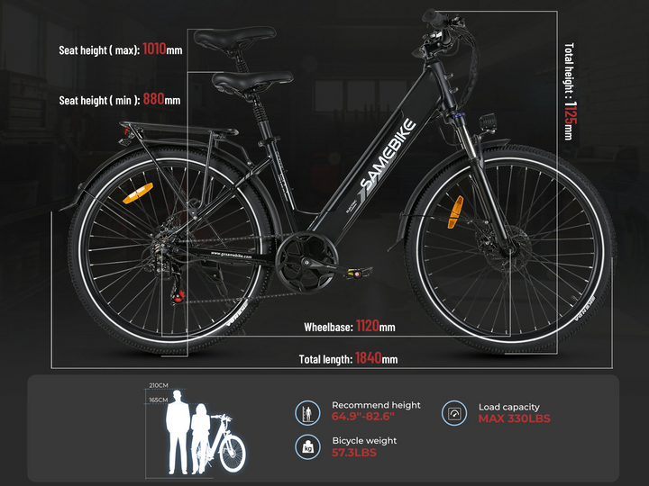 Samebike RS-A01 Pro-T Urban Electric Bicycle with Ergonomic Grip and LCD Display