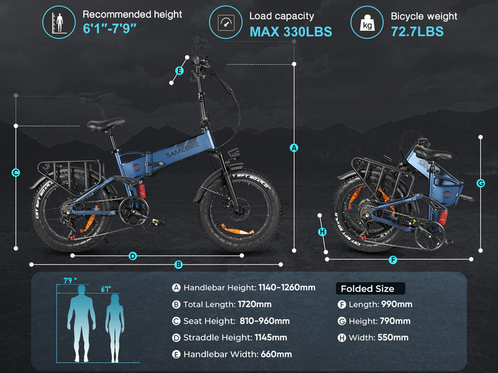 Samebike RS-A02 Pro Fat Tire Off-Road Electric Bike with 4" Grip Tires and Powerful Motor