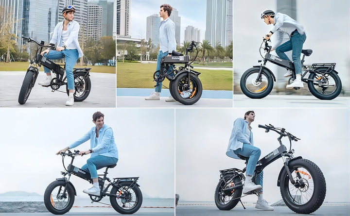 Ridstar H20 20x4.0 Fat Tire Folding Electric Bike - All Terrain 1000W SUV Ebike