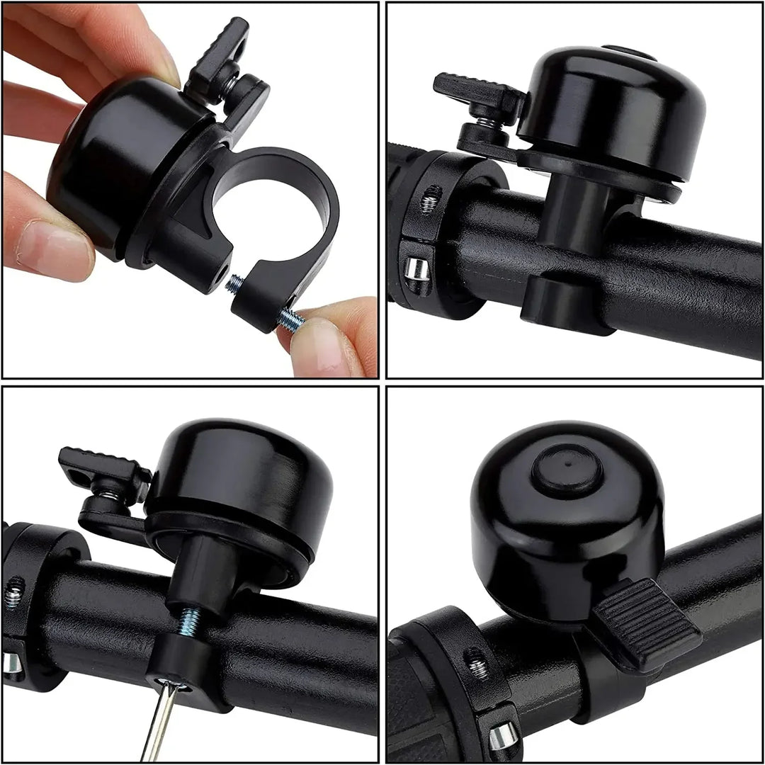 Compact Alloy Bike Bell - Loud Crisp Sound Safety Alarm for Mountain &amp; Road Bikes - Small Size