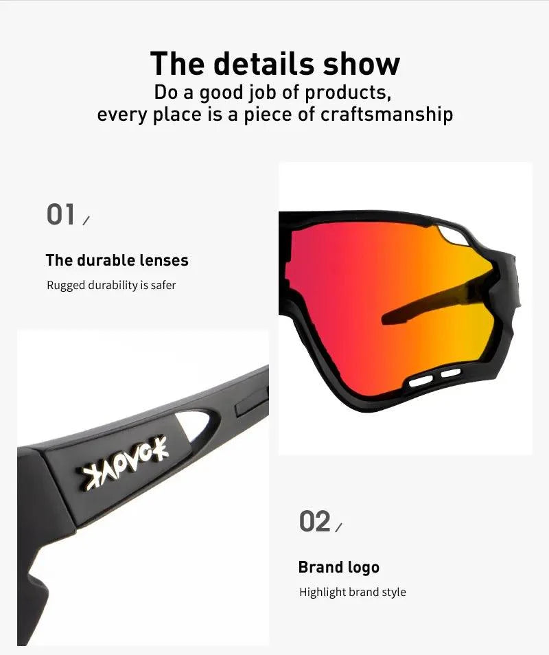 Kapvoe Professional Cycling Glasses - UV400 Protection MTB Eyewear - Lightweight TR90 Sport Sunglasses for Road &amp; Mountain Bike