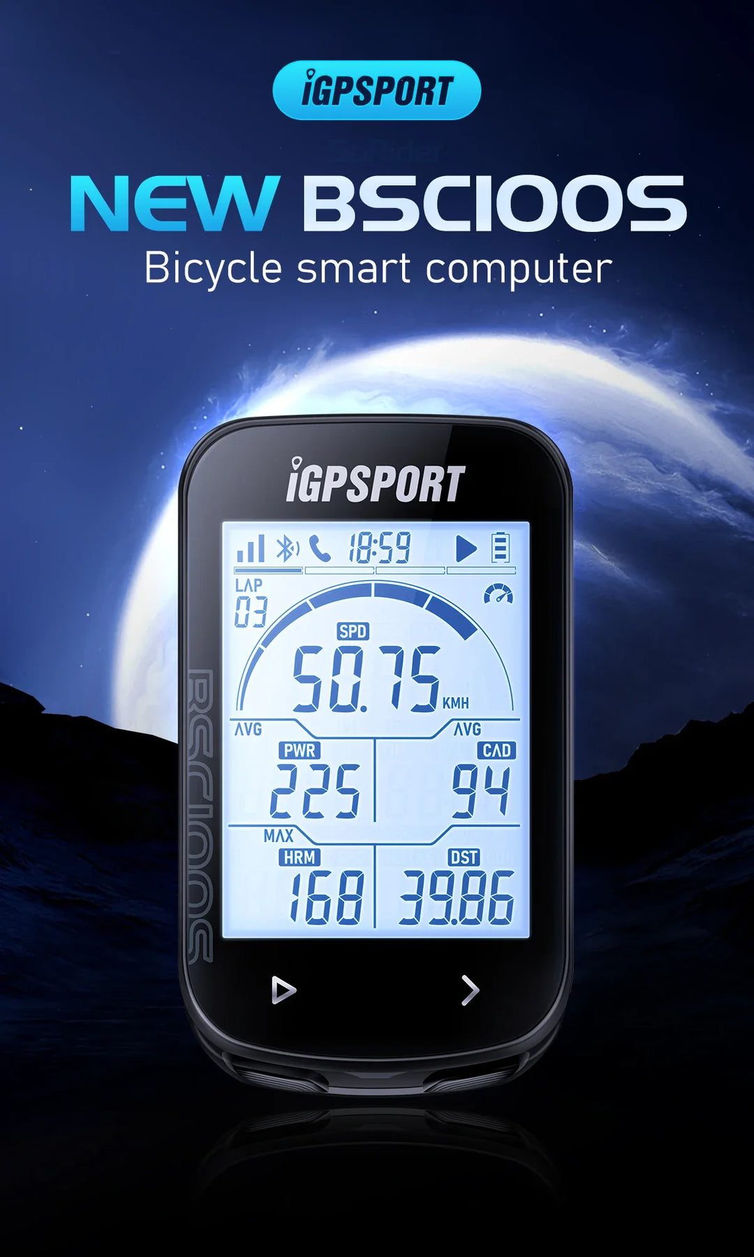 iGPSPORT BSC100S Smart GPS Bike Computer - 40H Battery Life, ANT+ &amp; Bluetooth Sync, Waterproof Cycling Speedometer