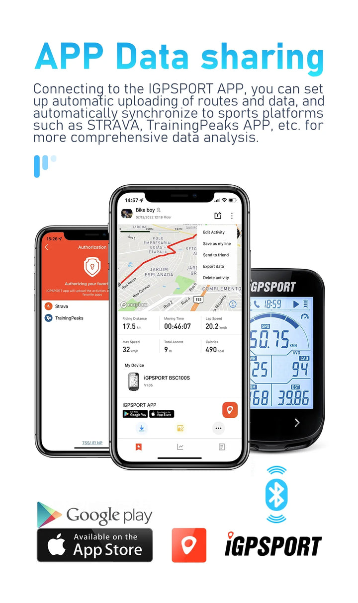 iGPSPORT BSC100S Smart GPS Bike Computer - 40H Battery Life, ANT+ &amp; Bluetooth Sync, Waterproof Cycling Speedometer