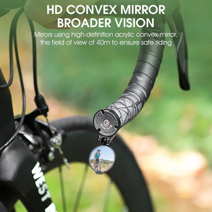 WEST BIKING HD Convex Bike Mirror - 360° Adjustable Universal Wide-Angle Mirror