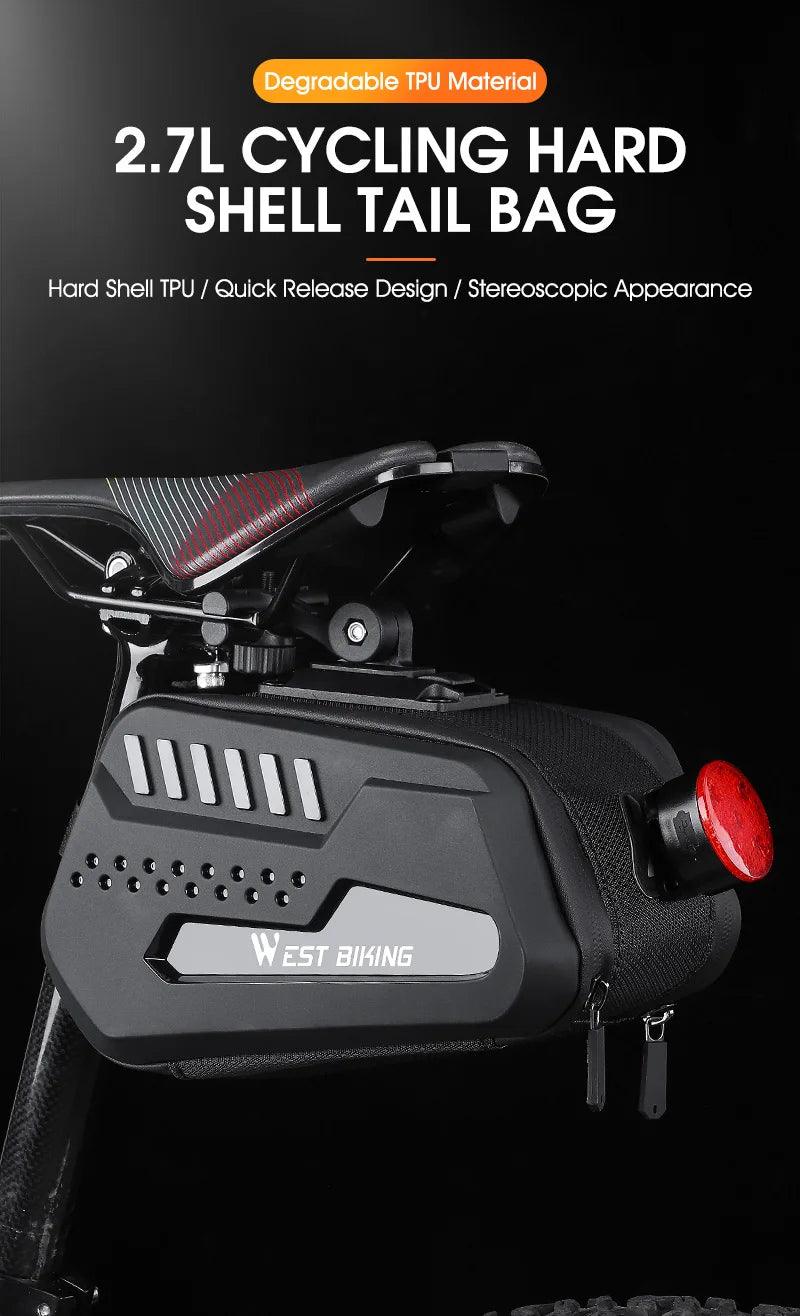 WEST BIKING 100% Waterproof Bicycle Saddle Bag - Seamless Weld Under Seat Storage - Reflective Rainproof MTB &amp; Road Bike Tool Pouch