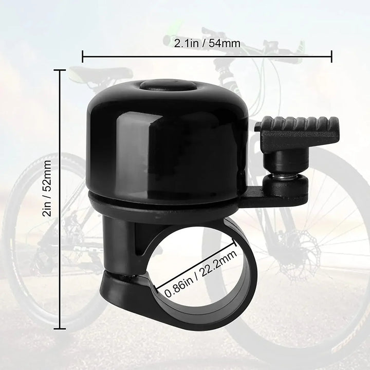 Compact Alloy Bike Bell - Loud Crisp Sound Safety Alarm for Mountain &amp; Road Bikes - Small Size