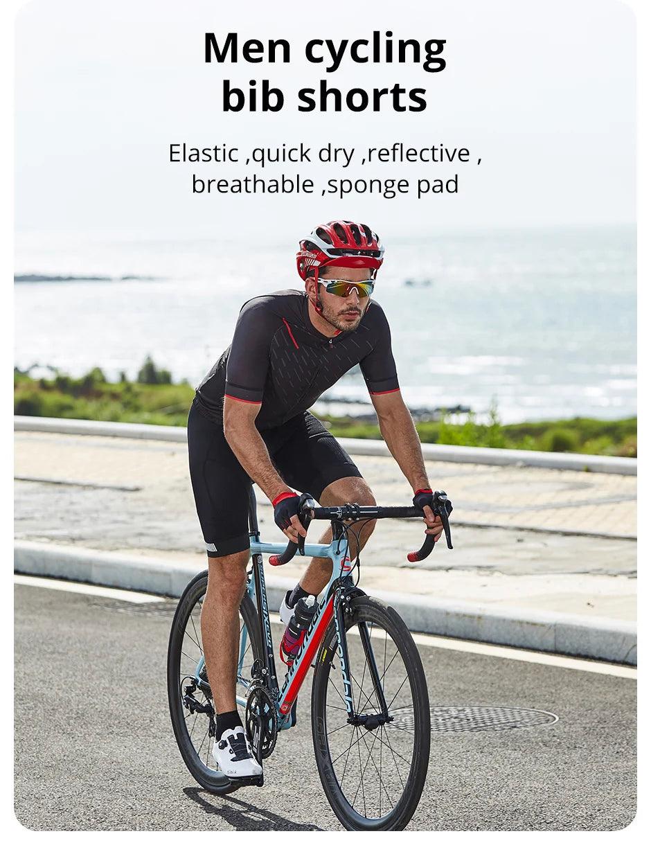 Professional Cycling Bib Shorts - 3D Padded Breathable Bicycle Tights - Shockproof Bretelle Bike Wear for Men &amp; Women