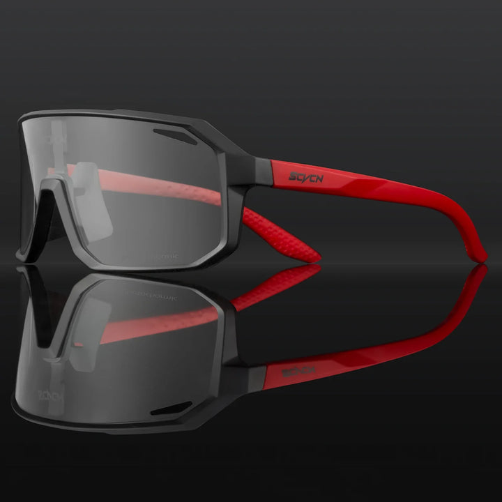 SCVCN Photochromic Cycling Sunglasses - Intelligent Lens Color Change - UV400 Protection TR-90 Frame for Road &amp; MTB Racing