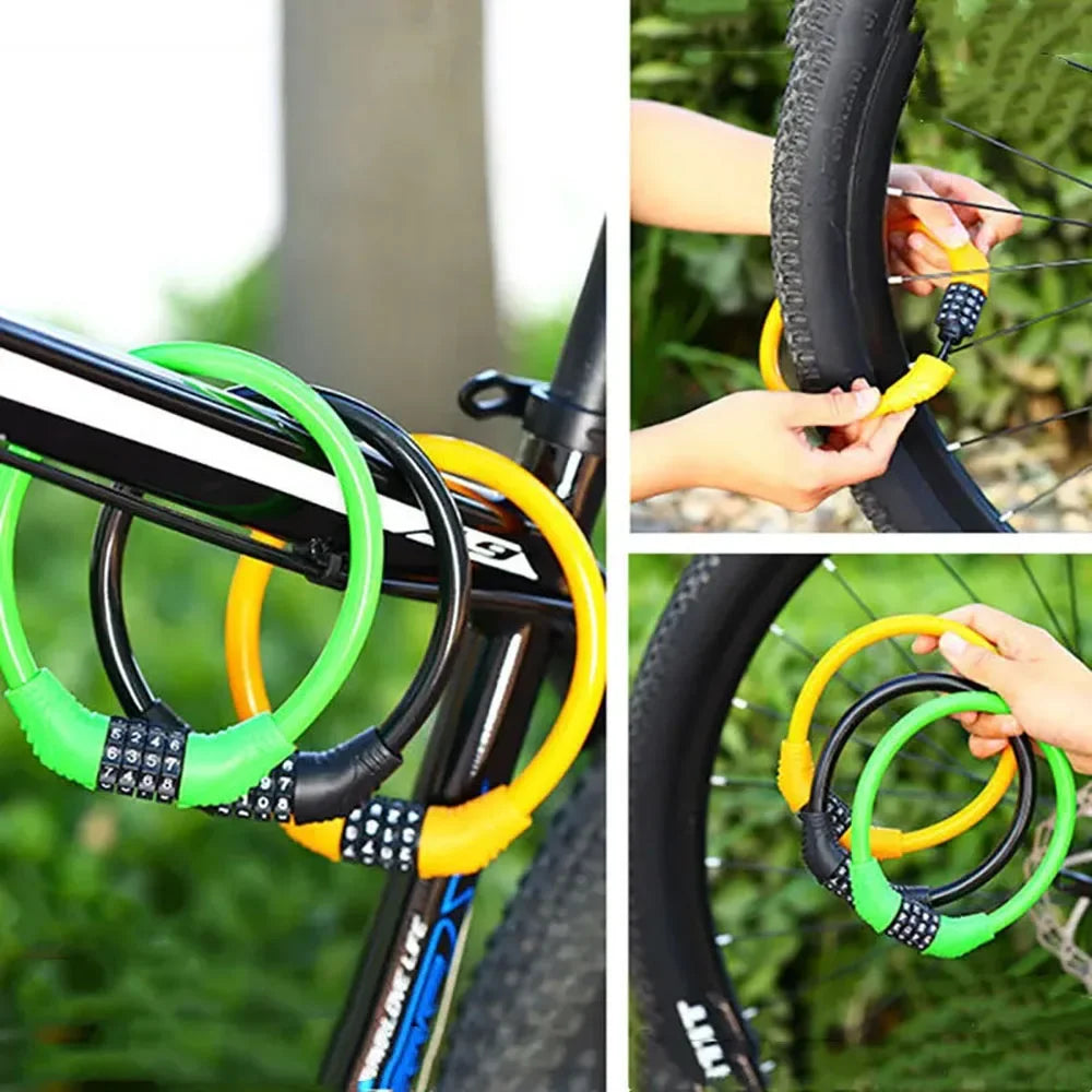 4-Digit Combination Bicycle Ring Lock - High Strength Zinc Alloy Cable Lock - Portable Anti-Theft Security for MTB, Road Bike &amp; E-Bike