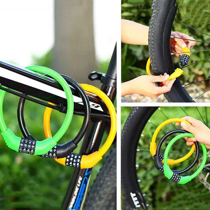 4-Digit Combination Bicycle Ring Lock - High Strength Zinc Alloy Cable Lock - Portable Anti-Theft Security for MTB, Road Bike &amp; E-Bike
