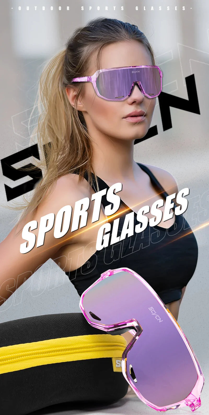 SCVCN S62 Photochromic Cycling Sunglasses - Smart Color Change Lens - UV400 TR-90 Ultralight Eyewear for MTB &amp; Road Bike Racing