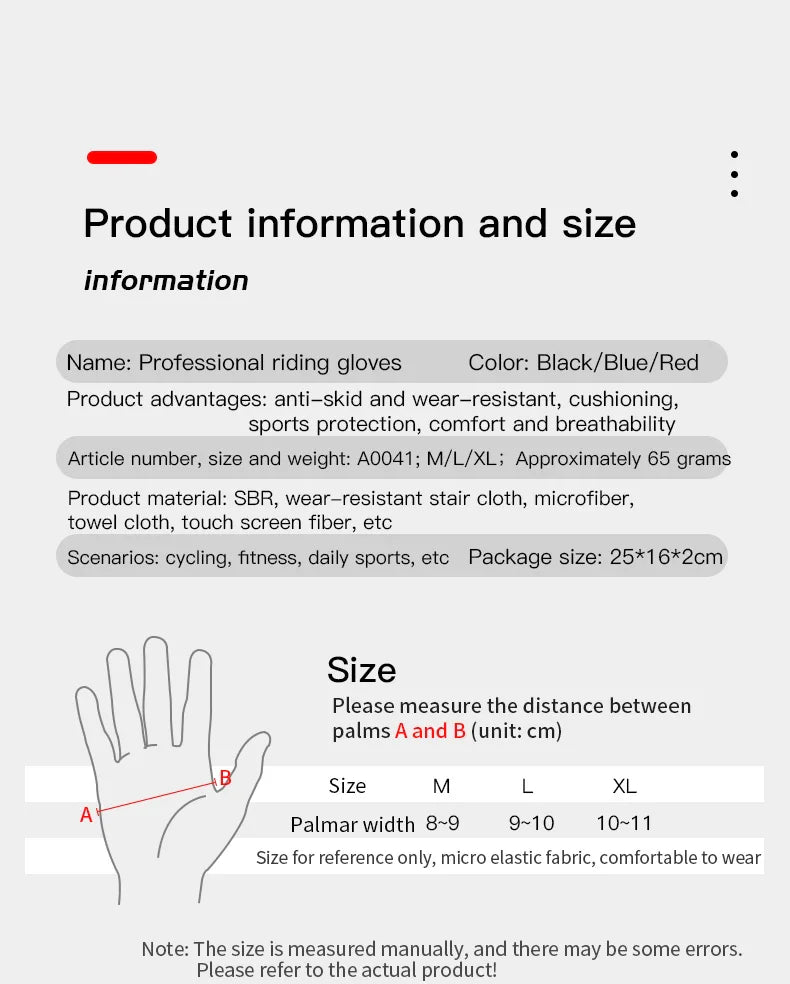Professional Full Finger Cycling Gloves - Anti-Slip &amp; Sweatproof MTB Road Bike Mittens for Men &amp; Women