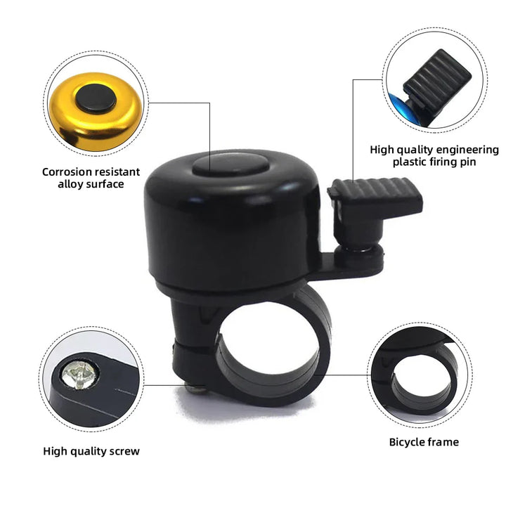 Universal Aluminum Alloy Bike Bell - Crisp Loud Sound Cycle Horn - Safety Warning Alarm for MTB, Road &amp; City Bikes (7 Colors)