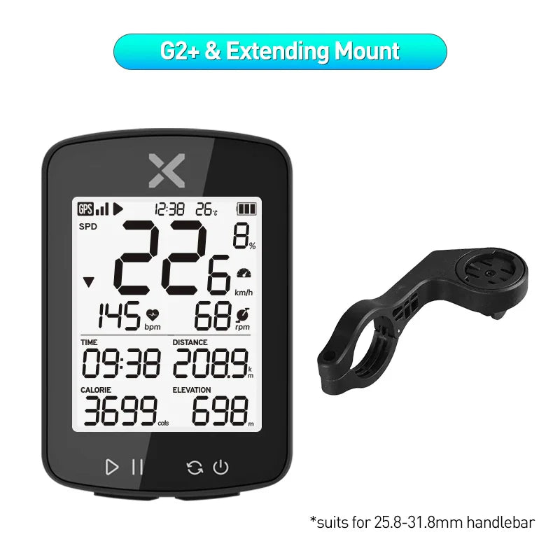 XOSS G2 Plus Wireless GPS Bike Computer, ANT+ Bluetooth Speedometer with Strava Sync