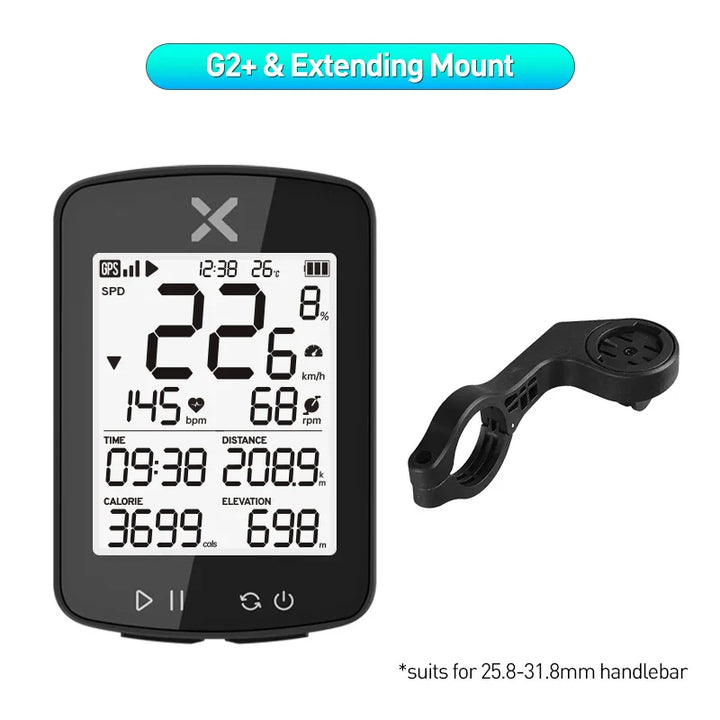 XOSS G2 Plus Wireless GPS Bike Computer, ANT+ Bluetooth Speedometer with Strava Sync