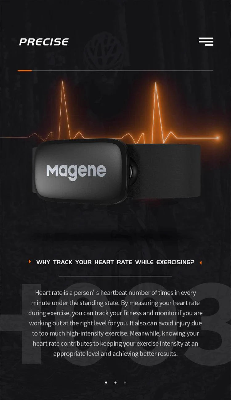 Magene H64 Heart Rate Monitor - Dual Mode ANT+ &amp; Bluetooth Smart Sensor - IP67 Waterproof Chest Strap for Cycling &amp; Running