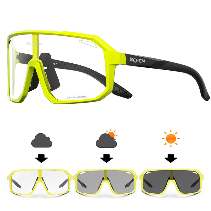 SCVCN Photochromic Cycling Sunglasses - Smart Color-Change Lens - UV400 TR-90 Ultralight Eyewear for MTB, Road Bike &amp; Running