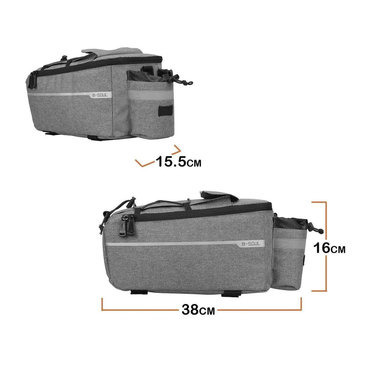 13L Bicycle Carrier Bag - Insulated Rear Rack Trunk Bag - Rainproof Pannier with Bottle Holder &amp; Shoulder Strap for Commuting &amp; Touring