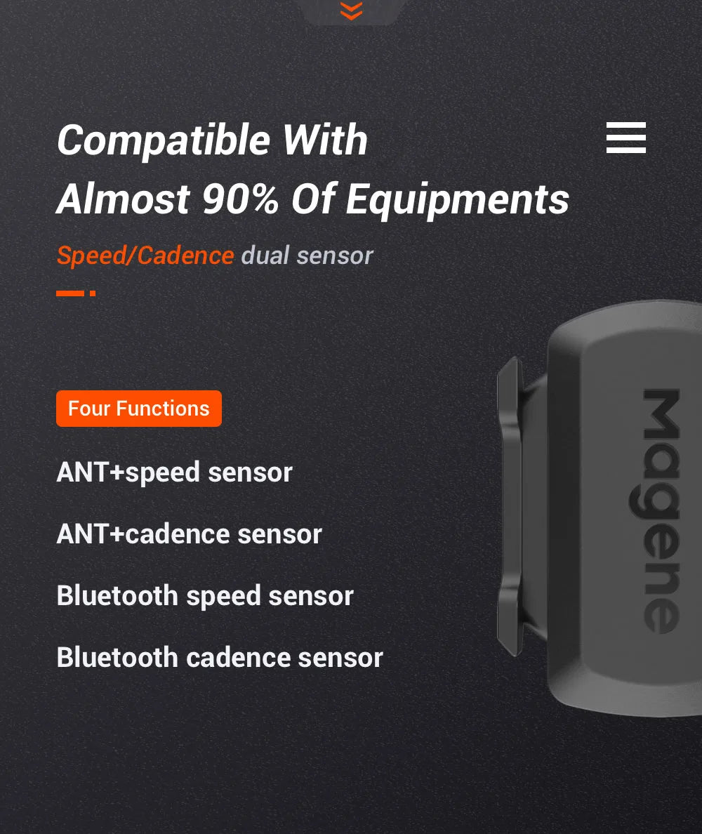 Magene S3+ Speed &amp; Cadence Dual Sensor - ANT+ Bluetooth Wireless Speedmeter - 9g Magnetless Geomagnetic Sensor for Garmin &amp; Wahoo